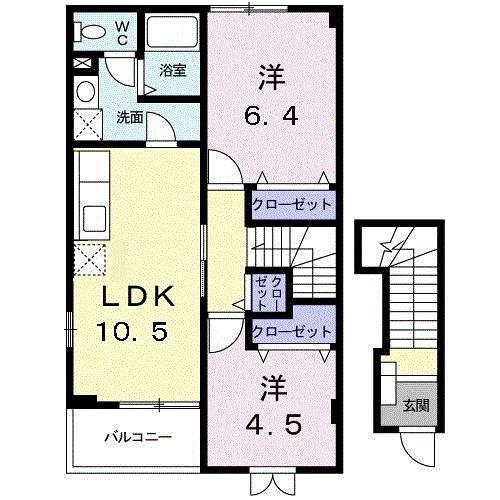ボヌールMIII(2LDK/2階)の間取り写真