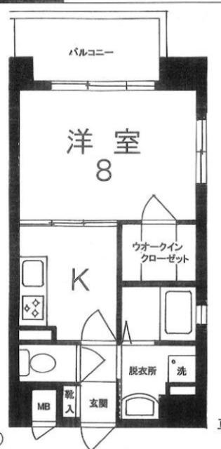 ポールスター旗の台(1K/4階)の間取り写真