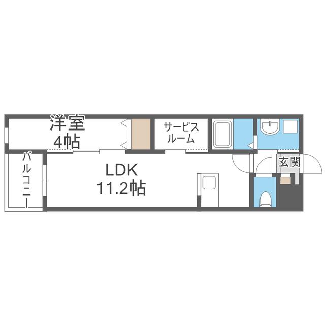 CUBE SUCRE内橋(1SLDK/4階)の間取り写真