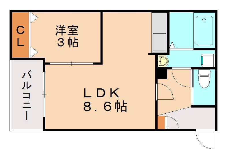 ジーメゾン八幡西リベル(1LDK/1階)の間取り写真