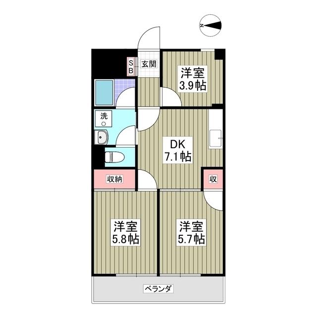 ブルジョン7(3DK/3階)の間取り写真