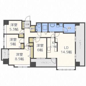 ダイアパレス札幌東アクティオ(4LDK/5階)の間取り写真