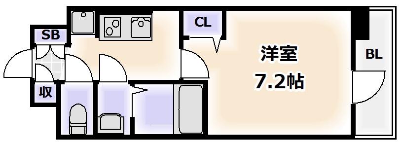プレサンス天王寺ノースヴィアーレ(1K/9階)の間取り写真