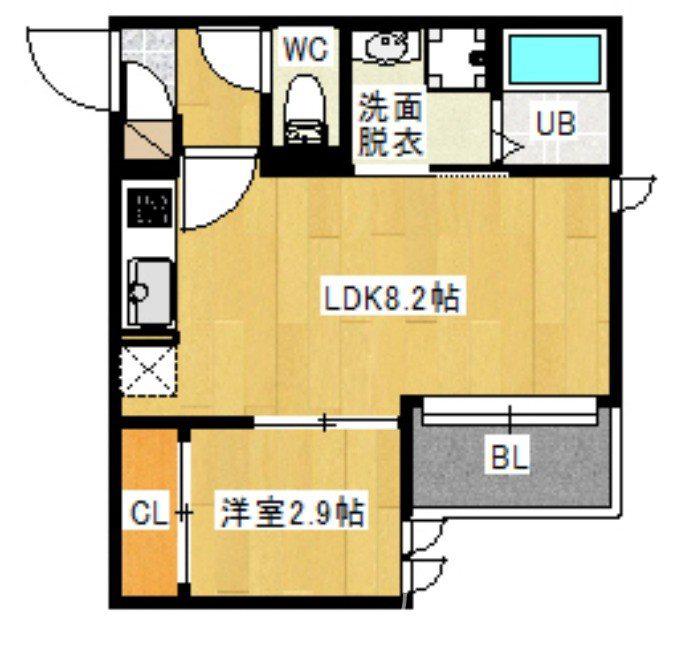 REGALEST西新(1LDK/3階)の間取り写真