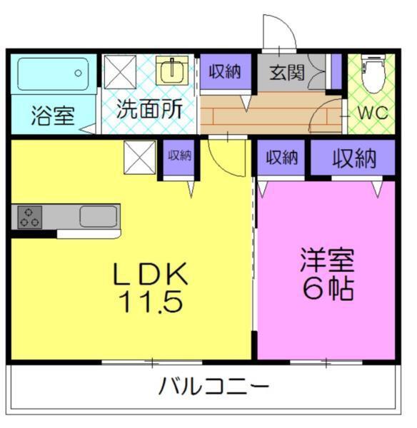グランシャリオABE(1LDK/3階)の間取り写真