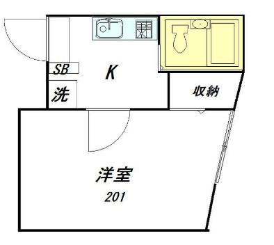 ライズステージ緑が丘(1K/2階)の間取り写真