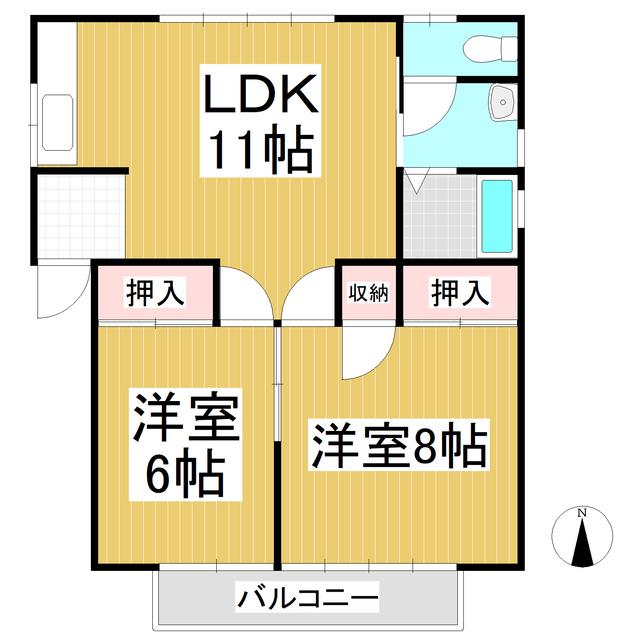ノーストハイツ(2LDK/2階)の間取り写真
