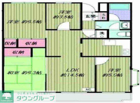 ハイツベルデ(4LDK/3階)の間取り写真