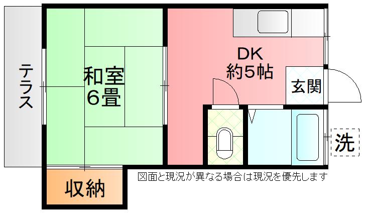 青空ハイツ(1DK/1階)の間取り写真