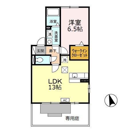 レジデンス桜(1LDK/1階)の間取り写真