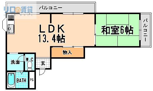 モダンアパートメント神戸宝塚(2DK/2階)の間取り写真