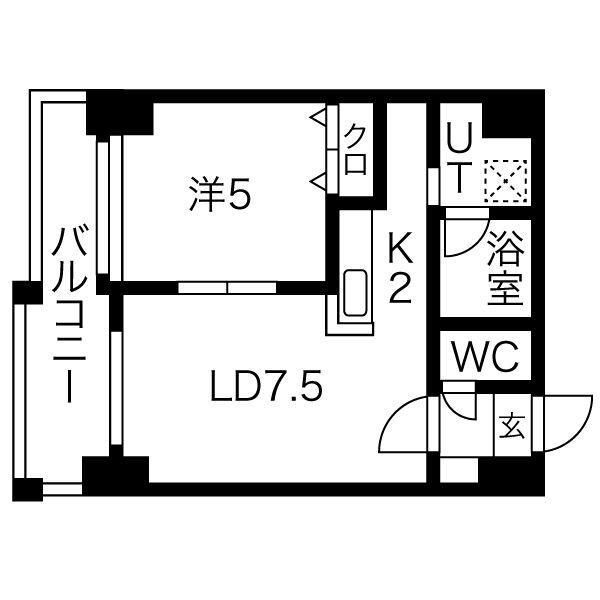 メープル元町(1LDK/4階)の間取り写真