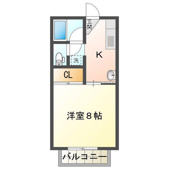 栗真ハイマートエクセル(1K/2階)の間取り写真