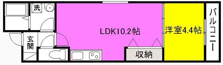 FSTYLE浜寺石津町西1号館エフプラススタイルハマデライシズチョ(1LDK/2階)の間取り写真