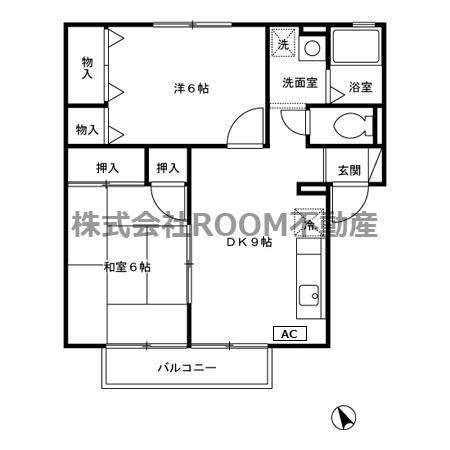 フローラ ハイツ(2LDK/1階)の間取り写真