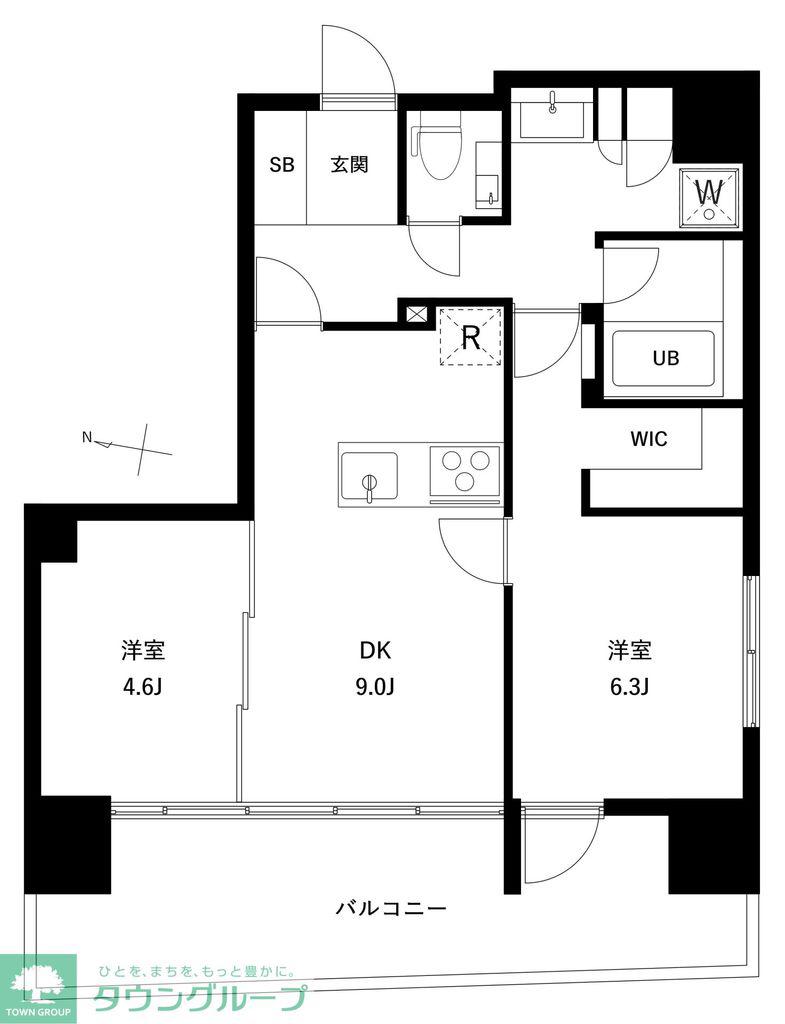 リテラス押上(2DK/9階)の間取り写真