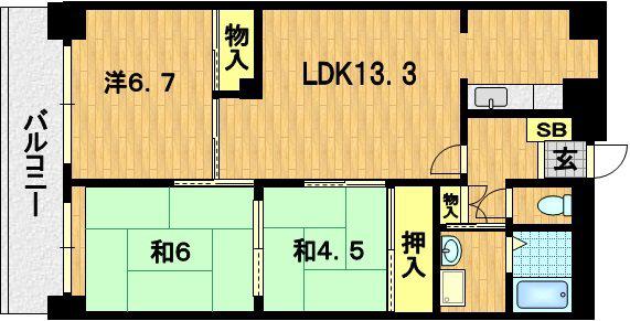 パークスクェア(3LDK/8階)の間取り写真