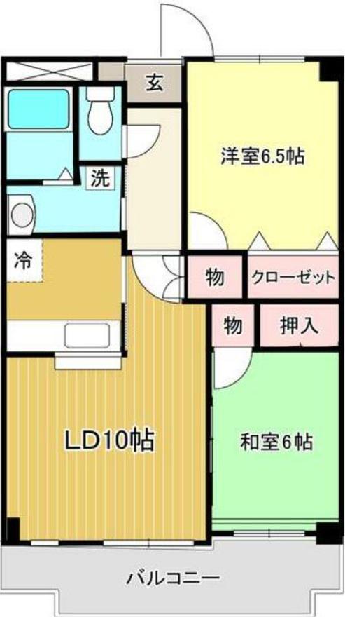 ポポラーレ西都賀(2LDK/2階)の間取り写真