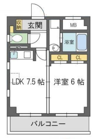 TSカーサSECONDO(1LDK/2階)の間取り写真