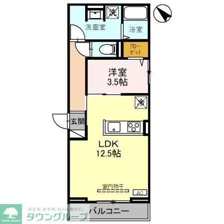 ノーブルパレス四谷(1LDK/3階)の間取り写真