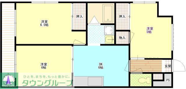 M.Kパークハイツ(3DK/2階)の間取り写真