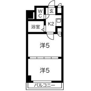 オアシス日向(2K/11階)の間取り写真