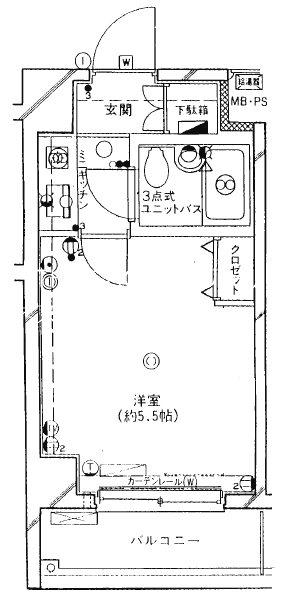 ホーユウコンフォルト川崎(1K/5階)の間取り写真