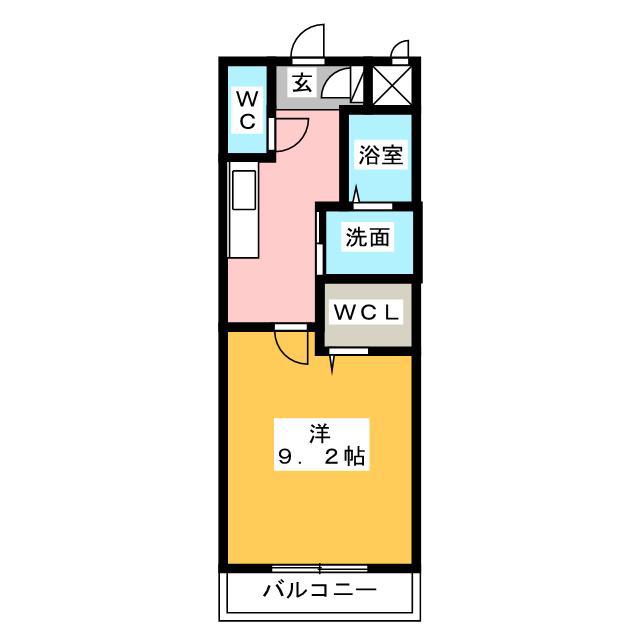 インフィニティII(1K/2階)の間取り写真