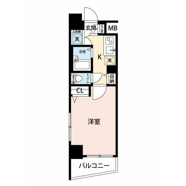 シンシア三軒茶屋太子堂(1K/4階)の間取り写真