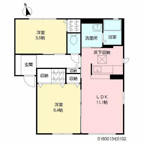 レシデンシア小森野E棟(2LDK/1階)の間取り写真