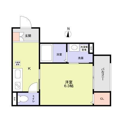 MIRAGE 武庫川(1K/1階)の間取り写真