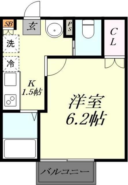 キャメル東川口IV(1K/2階)の間取り写真