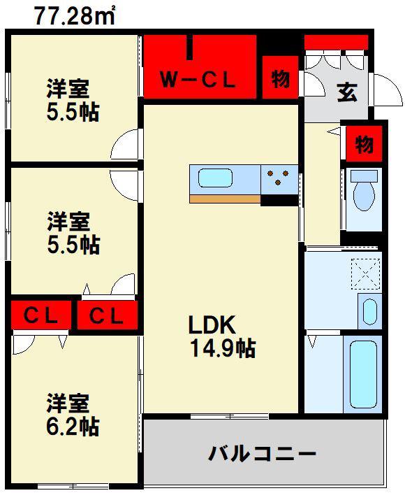 シエリテ(3LDK/1階)の間取り写真