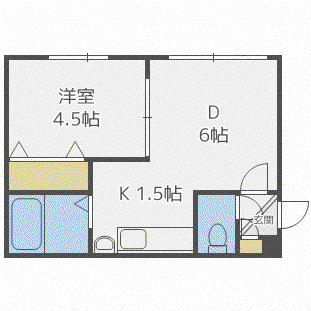 フォレスト東札幌(1DK/2階)の間取り写真