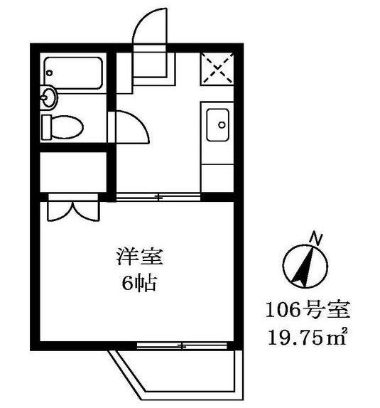 緑が丘ハイツ(1K/1階)の間取り写真