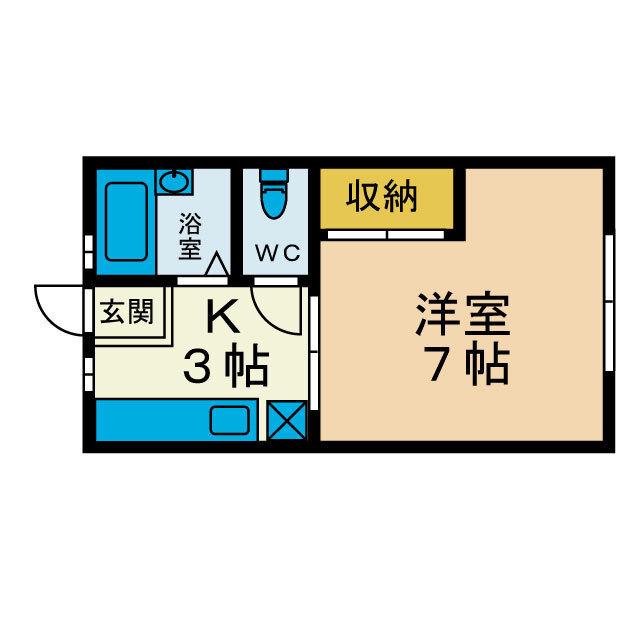 ノーブル本厚木(1K/1階)の間取り写真