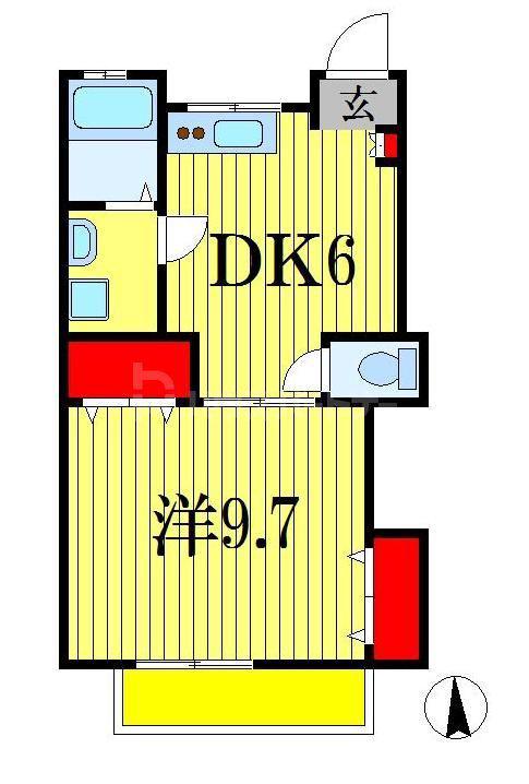 トーワ西船橋(1DK/1階)の間取り写真
