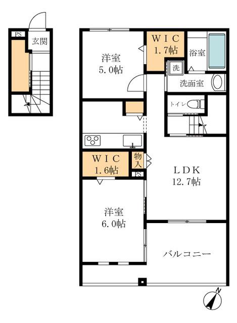 メゾン・アルモーニュ(2LDK/2階)の間取り写真