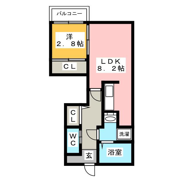 バーンメアオ ZIZI(1LDK/2階)の間取り写真