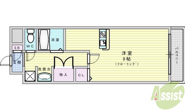 ステュディオ・パレ(ワンルーム/9階)の間取り写真