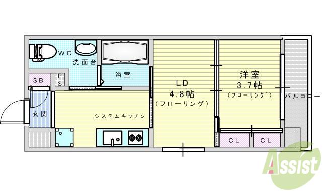 レクセラ西吹田(1LDK/5階)の間取り写真