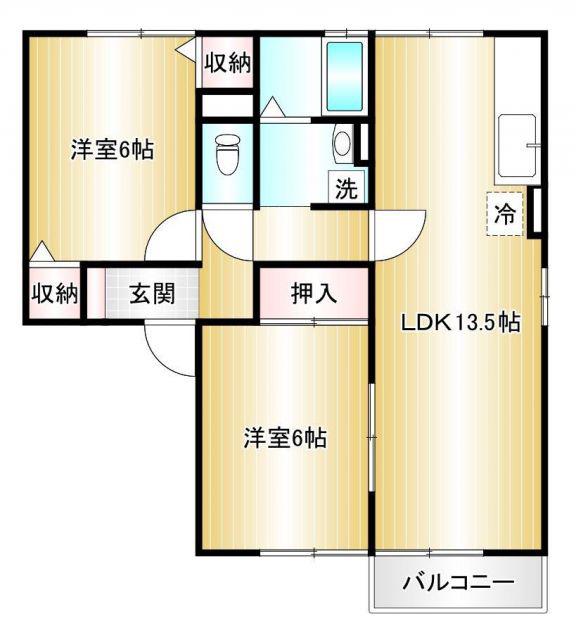 セジュール港南(2LDK/2階)の間取り写真