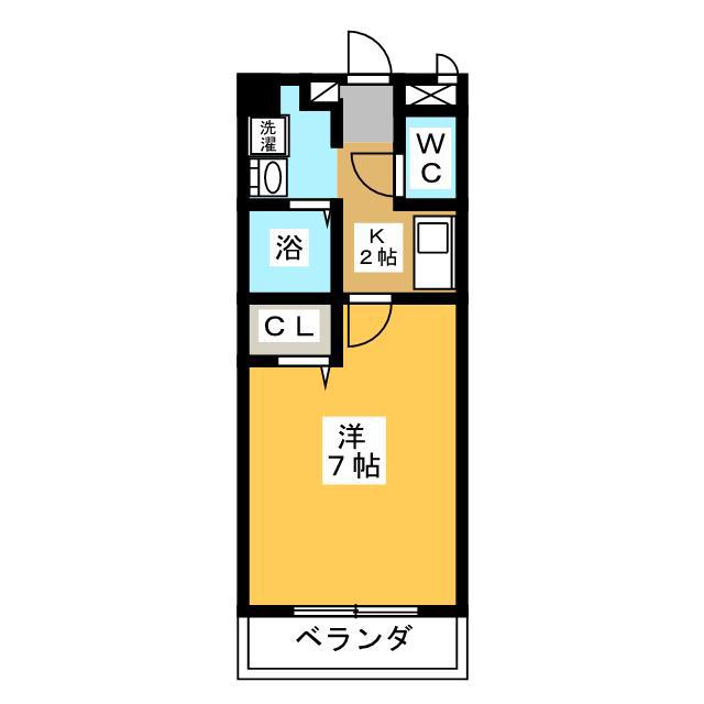 ベルドミール桑名(1K/1階)の間取り写真