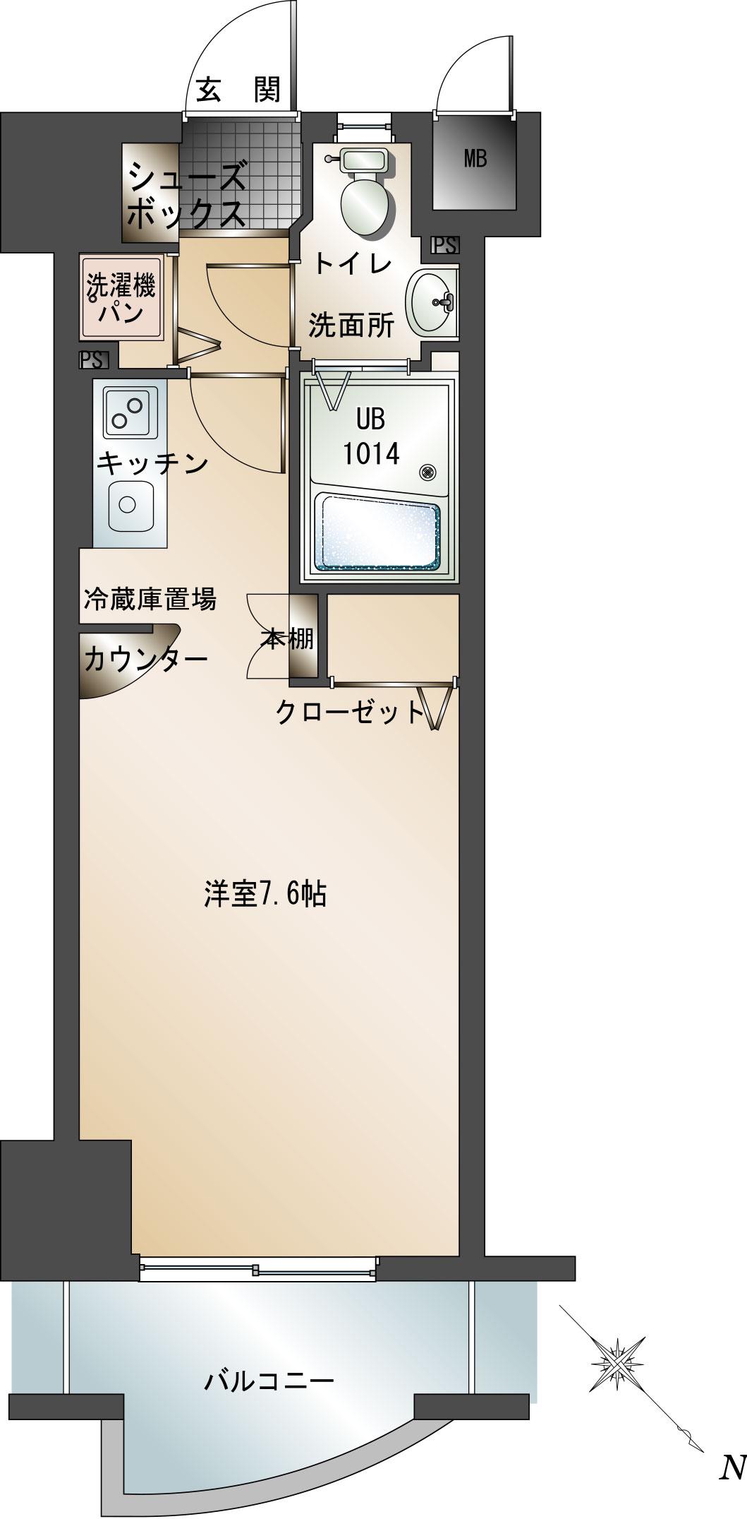 エンクレスト天神東(ワンルーム/4階)の間取り写真