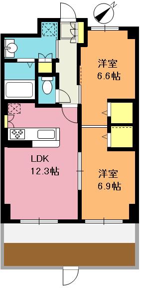 グランドソナ上尾(2LDK/1階)の間取り写真