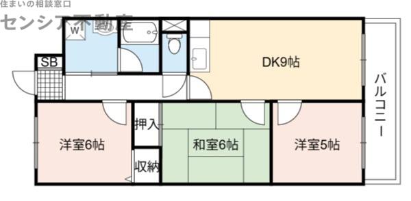 城北ハイム(3DK/1階)の間取り写真