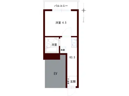 クレッセントI-1(1K/4階)の間取り写真