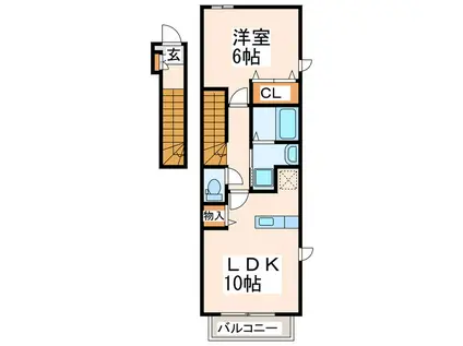 ムーン ヒル 水前寺(1LDK/2階)の間取り写真