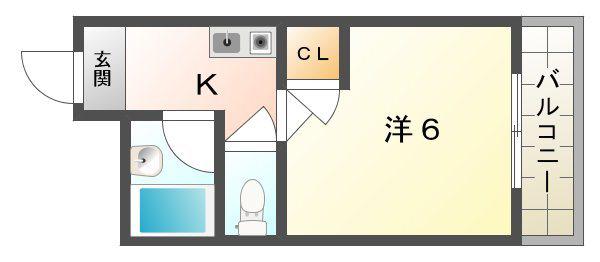 ユーハイム大日(1K/2階)の間取り写真