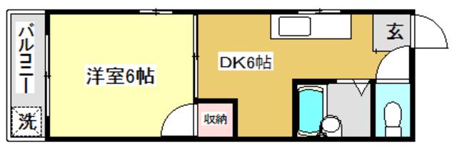 藤本商事第三ビル(1DK/4階)の間取り写真